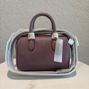 NWT Coach Pebble Mini Rowan Leather Satchel in Dusty Mauve